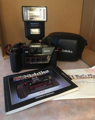 Nishika N8000 35mm 3 - D Camera And Accessories