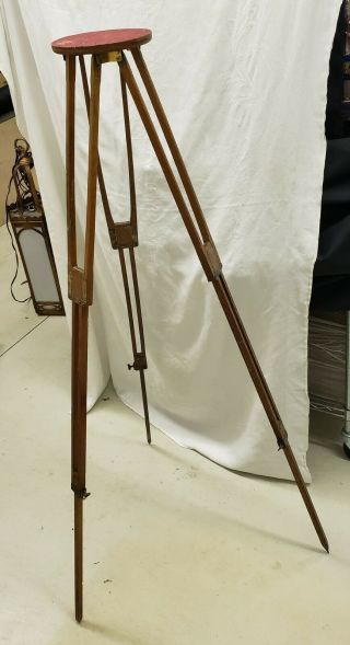 Rochester Optical Wooden Camera Tripod Model 2 1/2 With 2 Top Brackets W/ Repair