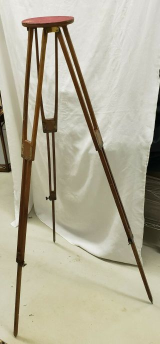 Rochester Optical wooden Camera Tripod Model 2 1/2 with 2 top brackets w/ repair 2