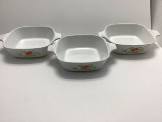 Vintage Corning Ware Wildflower A - 41 - B Petite Pans 1 3/4 Cup Set Of 3