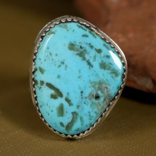 Closeout Vintage Navajo Big Bold Sterling Silver Baby Blue Turquoise Ring Size 7
