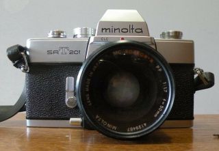 Vintage Minolta Srt 201 Camera With Rokkor - X 50mm Lens