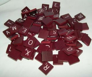 Set Of 100 Scrabble Tiles Maroon Red Burgundy Vintage Letters Arts And Crafts