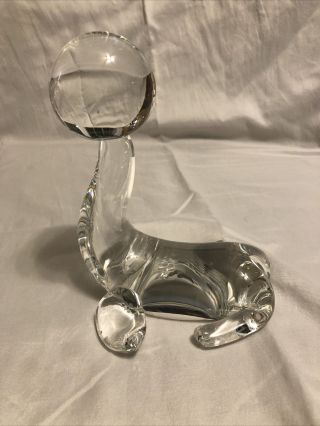 Vintage Steuben Crystal Glass Seal Sea Lion Balancing A Ball -,  No Box