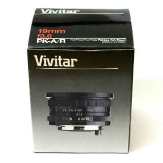Vivitar Mc Wide Angle 19mm 1:3.  8 F/3.  8 K Mount Lens - Boxed