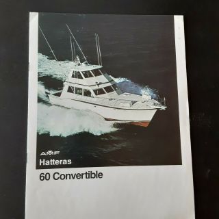 1970s Amf Hatteras 60 Convertible Yacht Boat Brochure Rare Vintage All Color