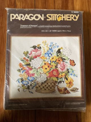 Paragon Stitchery Fragrance Of Summer Crewel Vintage Stitchery Kit 0602 26 " X 30