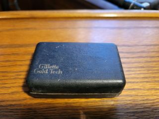 Vintage Gillette Gold Tech Safety Razor W/ Case And Antique Blades