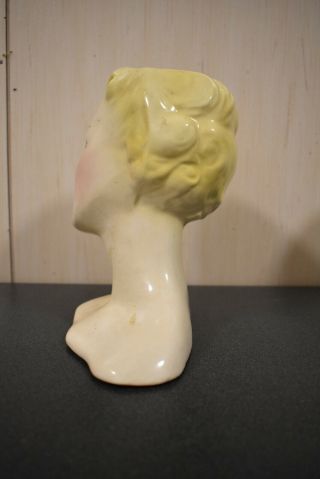 Large Vintage Lady Head Vase Planter,  Blond w/Blue Eyes UNIQUE 2