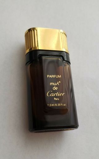 Vintage Must De Cartier Parfum Travel/purse Size 0.  25 Oz/7.  5ml Bottle 1/4 Full