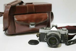 Olympus Om - 1 35mm Slr Film Cameraw/ Olympus 50mm Lens,  Leather Bag - 232