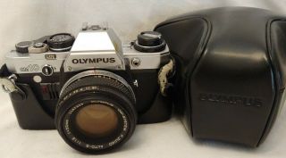 Olympus Om - 10 35mm Slr Film Camera Silver,  50mm F1.  8 Lens From Japan (g)