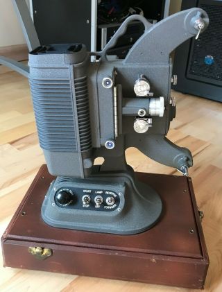Late 1950s Dejur Model 750 8mm Movie Projector W/ Case,  Reel,  Cord,  Oil Pristine