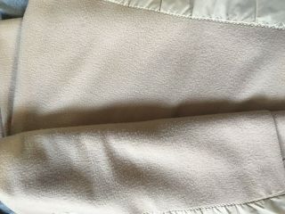 Vintage Beige Wool Blend Blanket With Satin Trim Warm Soft 65x86 3