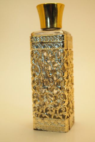 VINTAGE 1960 ' s Tiffany & Co.  Perfume Bottle Gold Filigree 2 oz 3