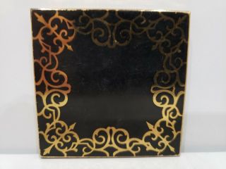 Vintage Elgin Black Enamel & Gold Tone Compact With Mirror Art Deco Style 002/1