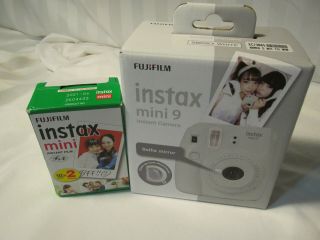 Fujifilm Instax Mini 9 Instant Camera White Film Selfie Mirror Close - Up