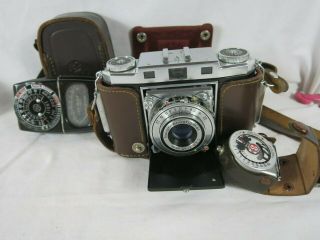 Vtg Zeiss Ikon Contina German Film Camera Stitz Ge Exposure Meters Leather Case