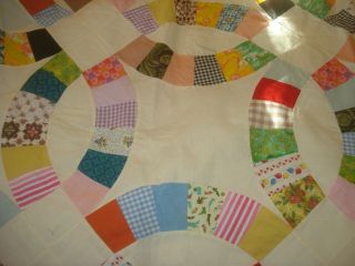 Vintage Hand Sewn Wedding Ring Unfinished Quilt Top 80 