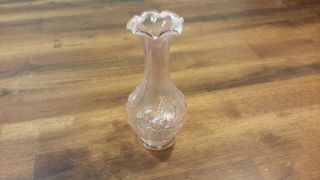 Vintage Pink Carnival Glass Bud Vase By Lenox Imperial Co Embossed Roses 6.  25 