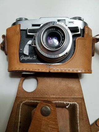 Vintage Graflex Graphic - 35 35mm Rangefinder Camera W.  50mm F2.  8 Graflar Lens