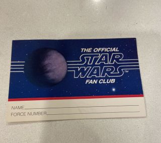 Vintage 1977 Star Wars Fan Club Membership Card