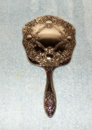 Antique Victorian Silver Hand Mirror - Art Nouveau Design