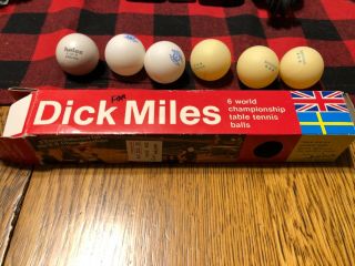 Box Of Six (6) Vintage Table Tennis Balls In Dick Miles Box