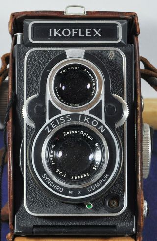 Zeiss Ikon Ikoflex Tlr,  Zeiss - Opton 75mm 1:3.  5,  120mm W/leather Case