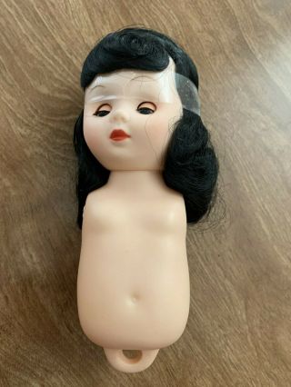 Vintage 1988 Fibre Craft Blinking Blue Eyed Dark Haired Doll Body And Head Parts