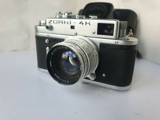 Vintage Soviet Zorki - 4k Ussr Range Finder Film Camera 35mm M39,  Jupiter - 8 Red P