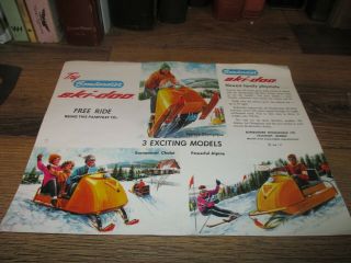 Rare Vintage 1965 Ski - Doo Snowmobile Tri - Fold Sales Brochure Printing