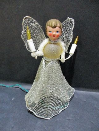 Vintage Lighted Christmas Angel Feather Tree Topper - Tulle And Chenille