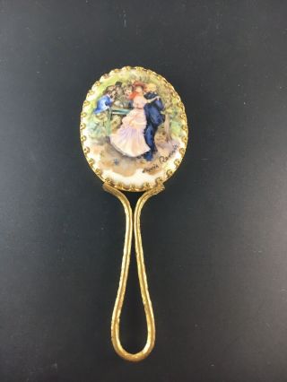 Gorgeous Antique Art Nouveau Hand Painted Porcelain Mirror E163 2