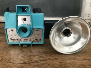 Vintage 1950s Blue Imperial Mark Xii Camera With Flash