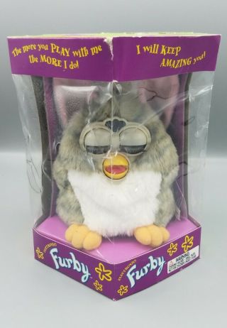 Vintage Gray And White Furby 1998 Model 70 - 800 By Tiger