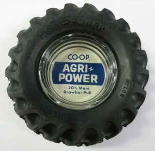 Vintage Co - Op Agri - Power Rubber Tractor Tire Ashtray Nylon Advertising 13.  6 - 28