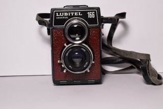 LUBITEL 166 UNIVERSAL Brown body Old Soviet / Russian TLR Camera,  T - 22 (4.  5/75) 2