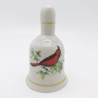 Antique Vintage Porcelain Red Cardinal Bird Hand Bell Jsny Taiwan