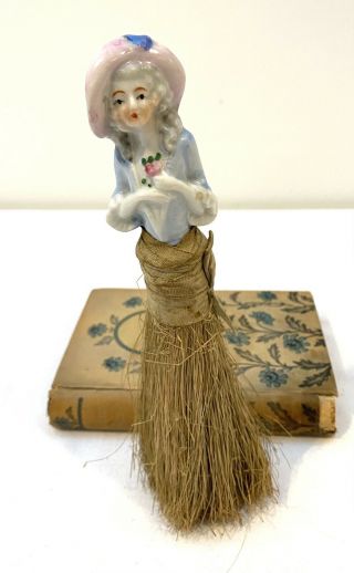 Vintage Antique Porcelain Doll Lady Clothes Whisk Broom Brush Made in Japan 2