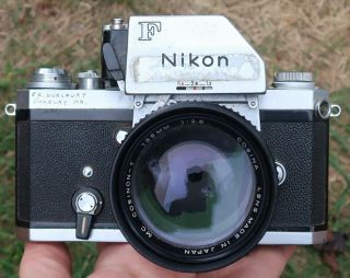 Vintage Nikon F 35mm Film Camera With Cosina Mc Cosinon - T 135 Mm Lens 1:2.  8