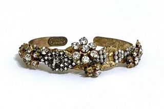 Vintage Gorgeous Art Deco Rhinestone Miriam Haskell Pearl Flower Bracelet Cuff