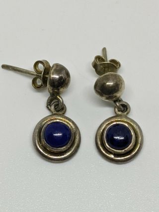 Vintage Sterling Silver 925 Blue Lapis Native American Earrings