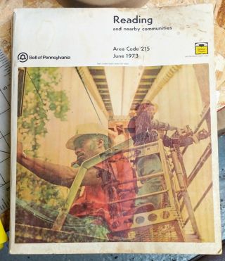 Vintage 1973 Reading Pa Bell Telephone Phone Book Directory & Yellow Pages