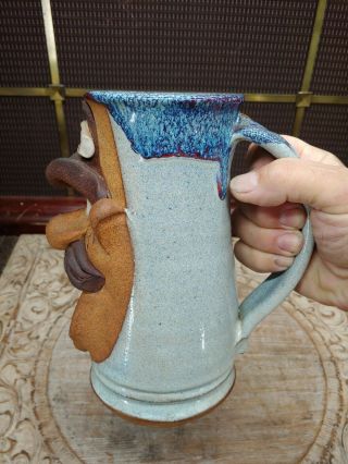 Vintage Mahon Made Stoneware Mms Signed Funny Dad Face Mug Hand Thrown Pottery