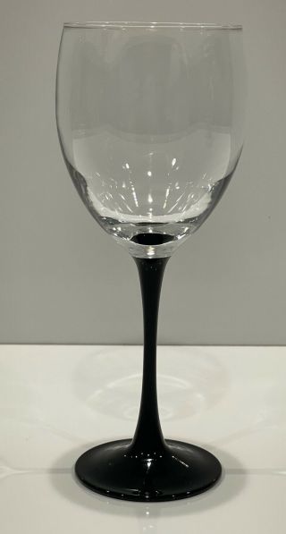 Vintage Luminarc France Black Stem Wine Glass -