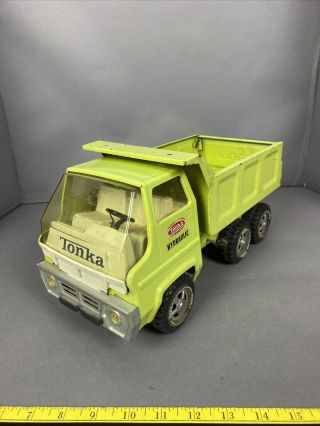 Vintage 1970s Tonka Toys Lime Green Turbine Hydraulic Dump Truck -