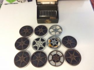 10 VINTAGE 8mm HOME MOVIES B/W COLOR FILM,  Metal Case Amateur KODACHROME 200’ 2