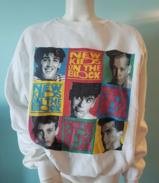 Vintage 1989 Kids On The Block Concert Tour L Sweatshirt Neon Anvil Wow