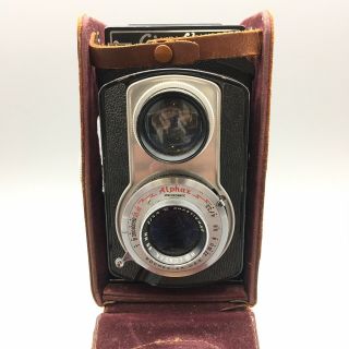 1948 Ciro - Flex Model D Tlr Camera Wollensak Alphax 85mm F/3.  5 Lens & Case - H29